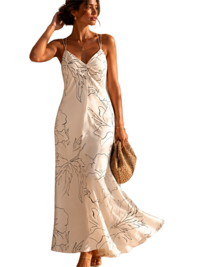 Banana Republic White Floral Long Maxi Dress Resort Vacation Size Medium